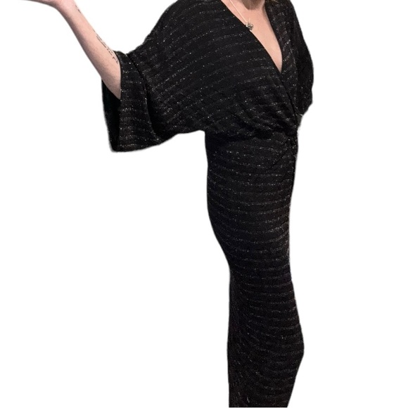 NWT Style Rack Women’s Bronze Metallic High Low Bat Wing Sleeve Dress Size S - Picture 4 of 11